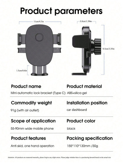 1pc Car Dashboard Phone Holder, New Compact & Convenient Gravity Mount, Stable & Anti-Drop, Randomly Sent In 2 Panel Styles, Must Be Installed On Flat Surface (Dashboard), Clean Dashboard Before Insta