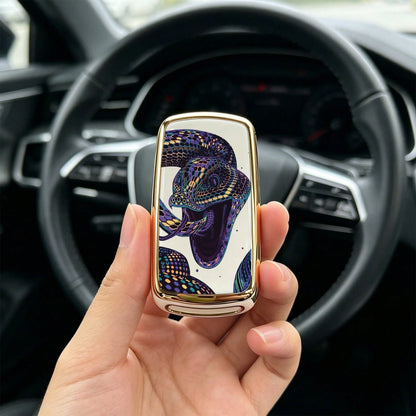 1pc Car Key Case-Luxury Print,Suitable For Jetta Mk6, Polo Mk5, Golf Mk6, Tiguan Mk1, Passat B7, Passat NMS, Caddy Mk3, Beetle, Amarok, Touran Mk1. Advanced Soft-Touch, Does Not Block Signal, Unisex.