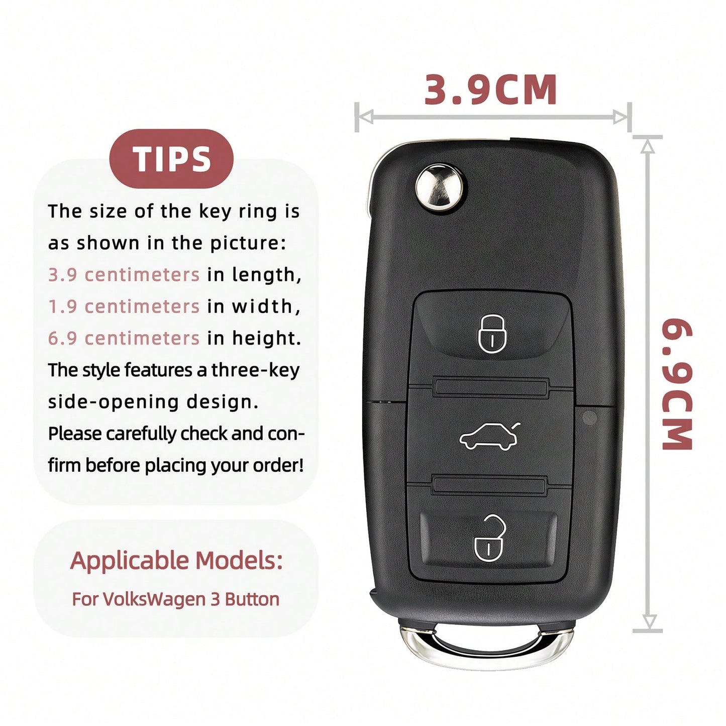 1pc Car Key Case-Luxury Print,Suitable For Jetta Mk6, Polo Mk5, Golf Mk6, Tiguan Mk1, Passat B7, Passat NMS, Caddy Mk3, Beetle, Amarok, Touran Mk1. Advanced Soft-Touch, Does Not Block Signal, Unisex.