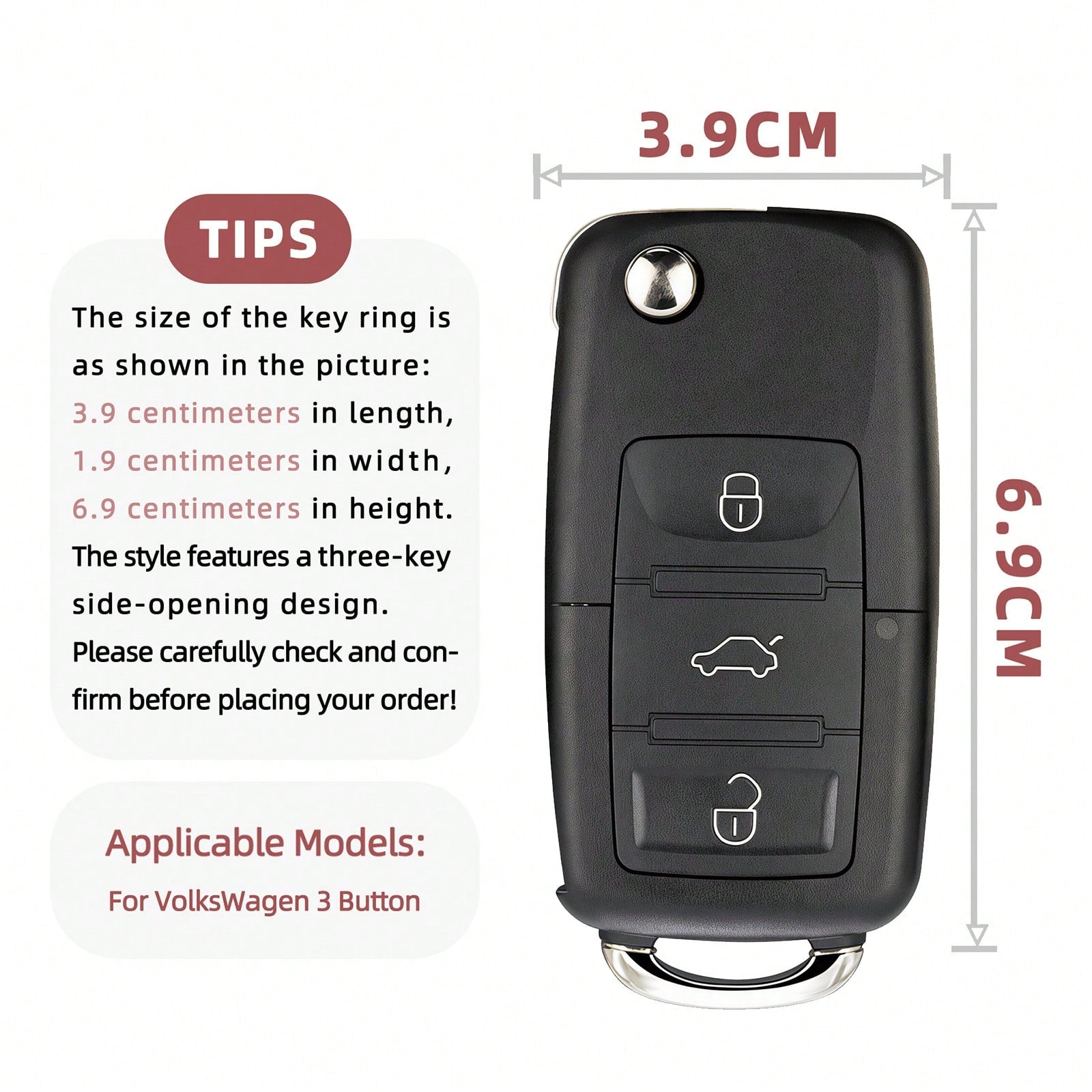 1pc Car Key Case-Luxury Print,Suitable For Jetta Mk6, Polo Mk5, Golf Mk6, Tiguan Mk1, Passat B7, Passat NMS, Caddy Mk3, Beetle, Amarok, Touran Mk1. Advanced Soft-Touch, Does Not Block Signal, Unisex.
