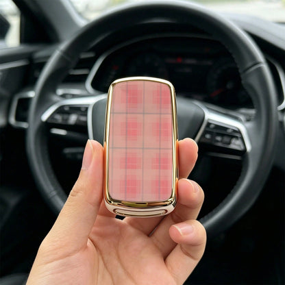 1pc Car Key Case-Vogue Print,Suitable For Jetta Mk6, Polo Mk5, Golf Mk6, Tiguan Mk1, Passat B7, Passat NMS, Caddy Mk3, Beetle, Amarok, Touran Mk1. Advanced Soft-Touch, Does Not Block Signal, Unisex.