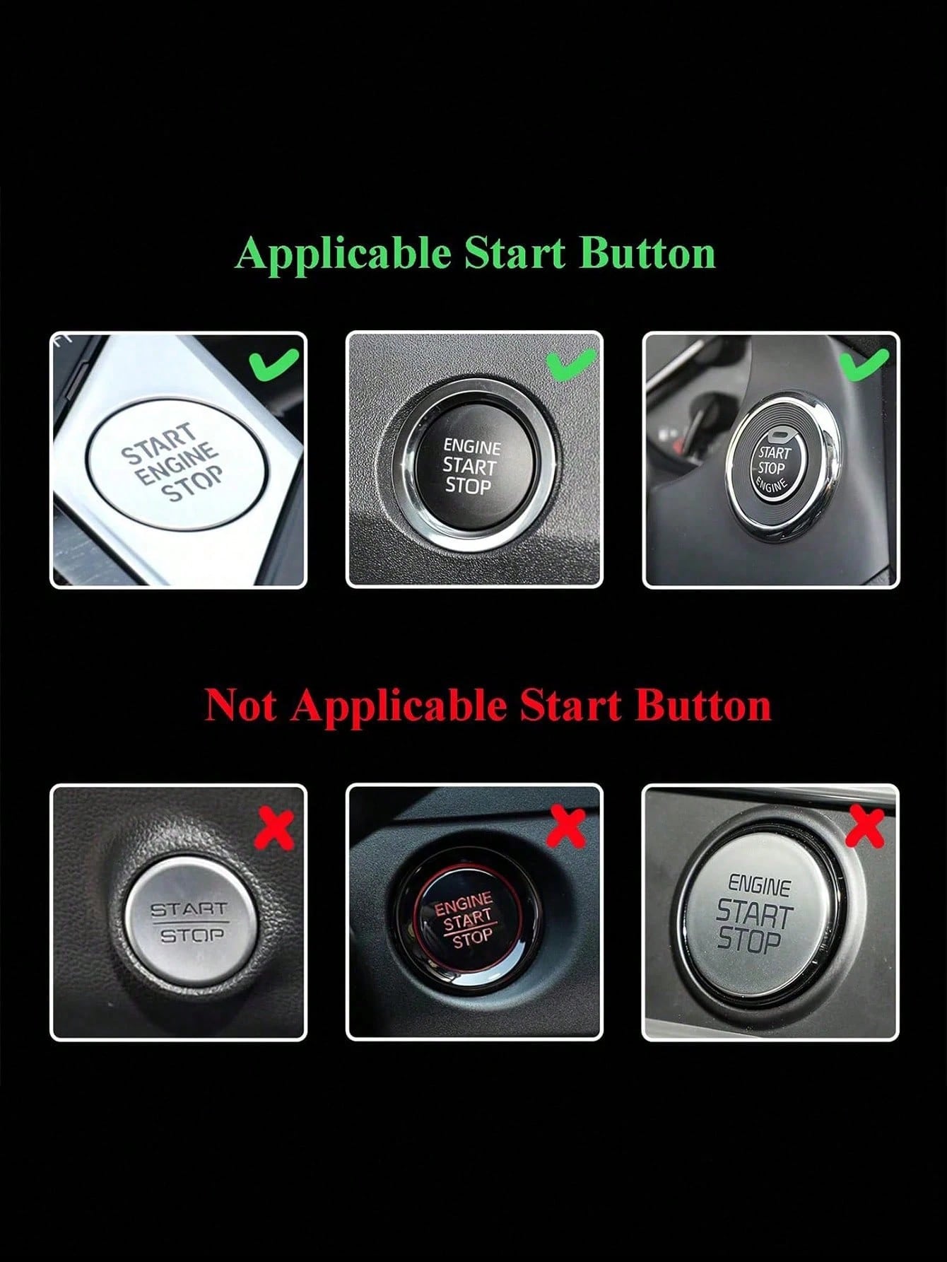 1pc Car One Click Start Decoration Circle Double Row Crystal Bowknot Fire Ring Ignition Switch Button Decoration