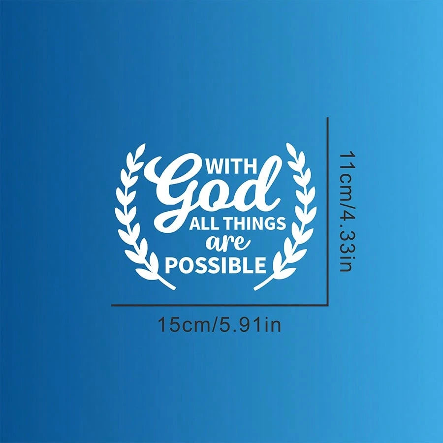 1pc Car Personalized Stickers, With God All Things Are Possible, Rear Windshield Decoration Stickers, Personalized Graffiti Stickers, Warm And Inspirational Stickers