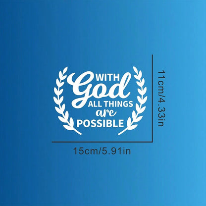 1pc Car Personalized Stickers, With God All Things Are Possible, Rear Windshield Decoration Stickers, Personalized Graffiti Stickers, Warm And Inspirational Stickers