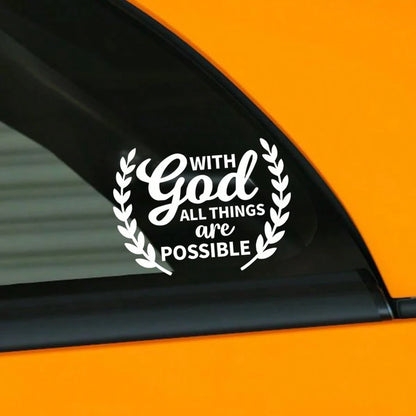 1pc Car Personalized Stickers, With God All Things Are Possible, Rear Windshield Decoration Stickers, Personalized Graffiti Stickers, Warm And Inspirational Stickers