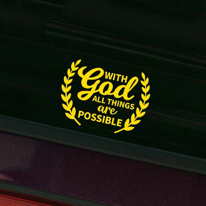 1pc Car Personalized Stickers, With God All Things Are Possible, Rear Windshield Decoration Stickers, Personalized Graffiti Stickers, Warm And Inspirational Stickers