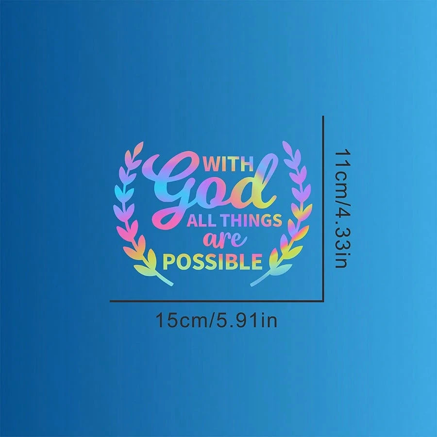 1pc Car Personalized Stickers, With God All Things Are Possible, Rear Windshield Decoration Stickers, Personalized Graffiti Stickers, Warm And Inspirational Stickers