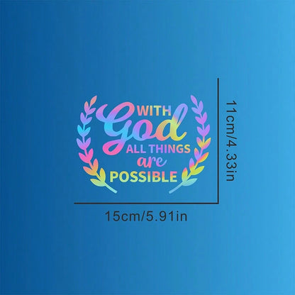 1pc Car Personalized Stickers, With God All Things Are Possible, Rear Windshield Decoration Stickers, Personalized Graffiti Stickers, Warm And Inspirational Stickers