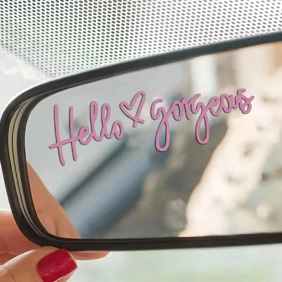 1pc Car Rearview Mirror Heart & Letter Decal Sticker