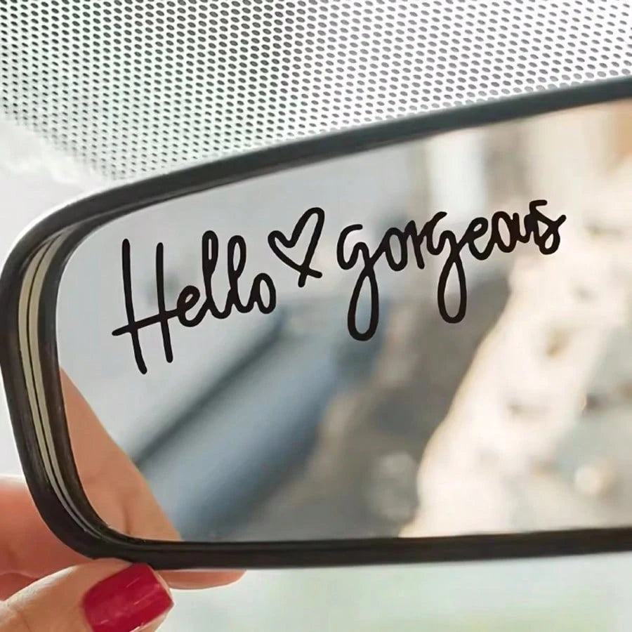 1pc Car Rearview Mirror Heart & Letter Decal Sticker