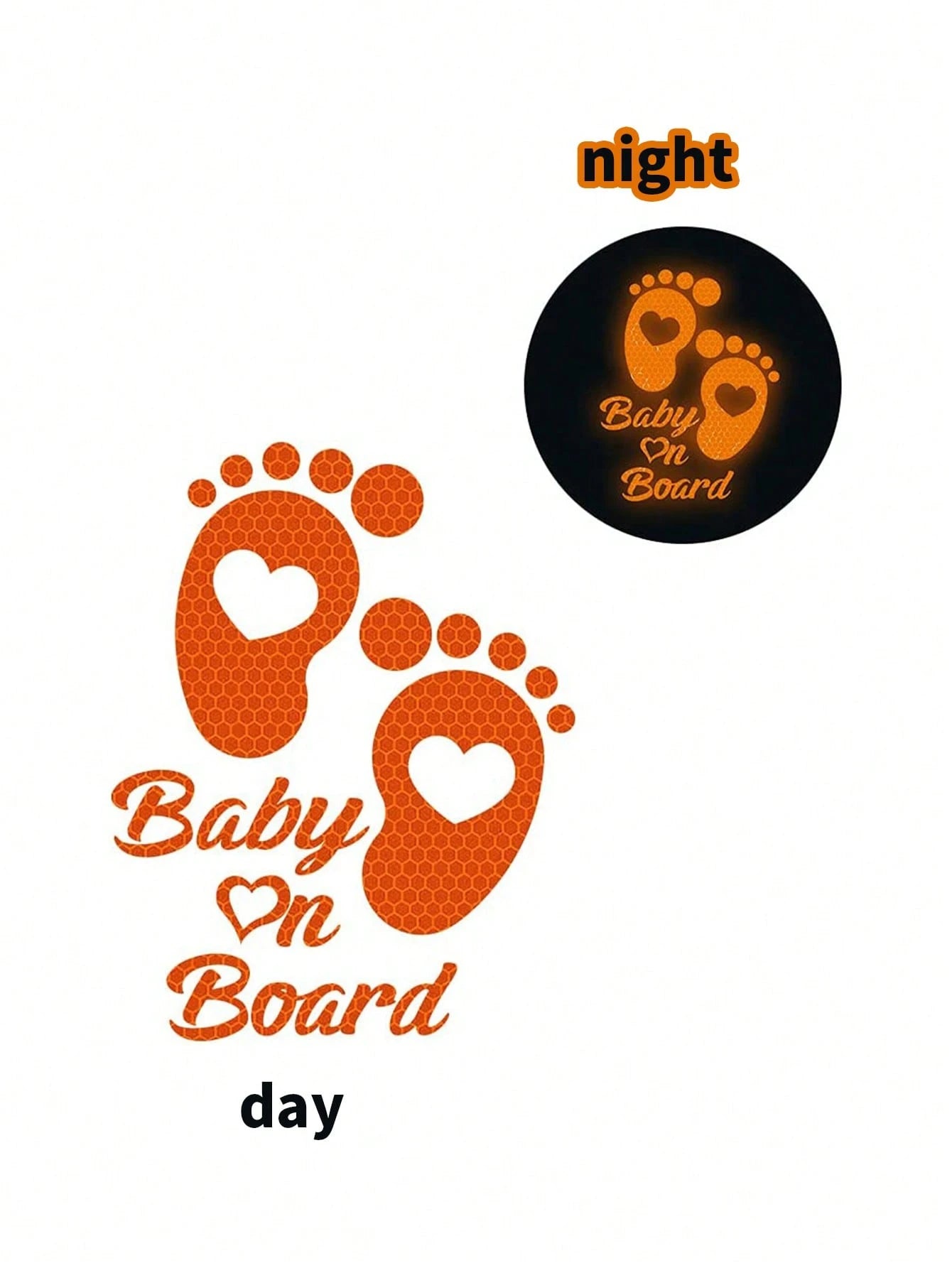 1pc Car Reflective Baby Decal- Waterproof Vinyl Cartoon Footprint Warning Sticker For Bumpers And Windows- High Visibility Nighttime Reflective Adhesive Sign For Vehicle, Foot/Round Mom & Baby Desig