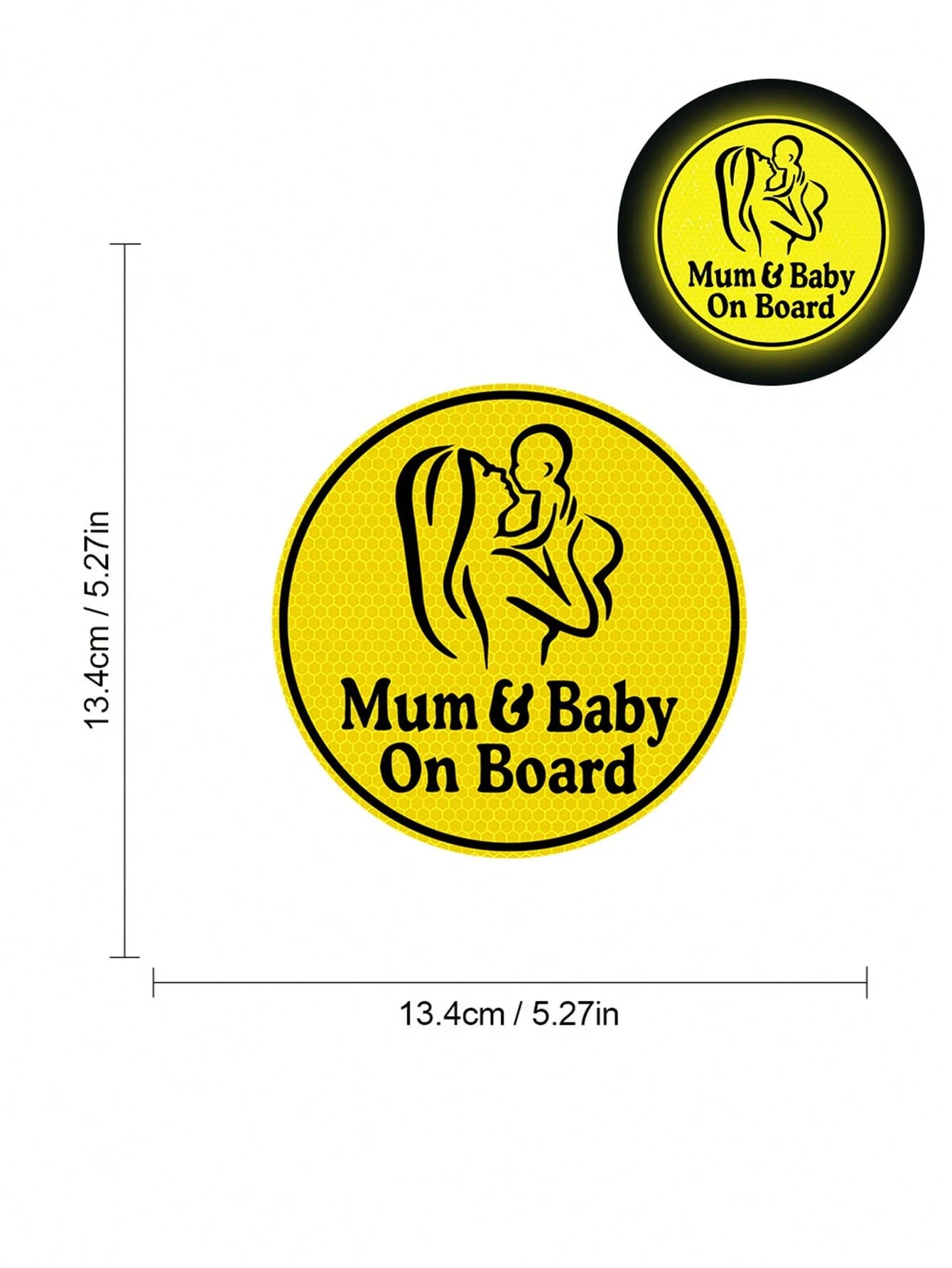 1pc Car Reflective Baby Decal- Waterproof Vinyl Cartoon Footprint Warning Sticker For Bumpers And Windows- High Visibility Nighttime Reflective Adhesive Sign For Vehicle, Foot/Round Mom & Baby Desig