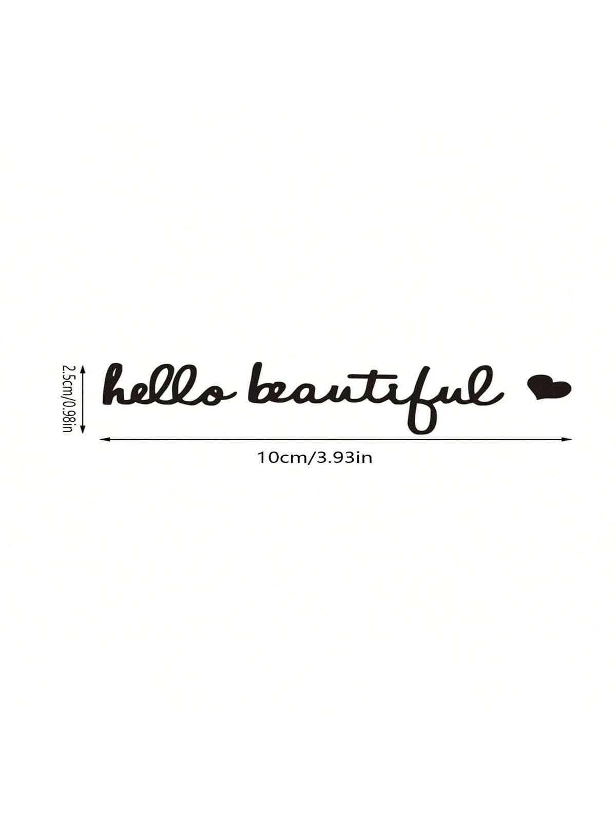 1pc Car Sticker Hello Beautiful Car Vanity Mirror Rearview Mirror Decorative Reflective Sticker