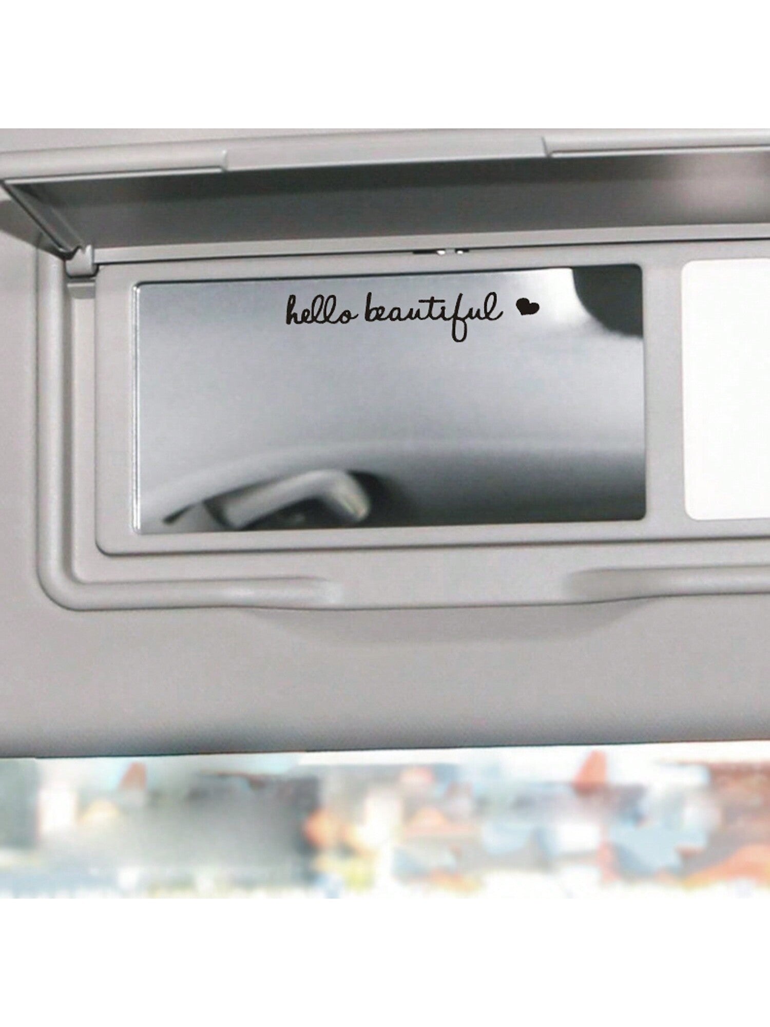 1pc Car Sticker Hello Beautiful Car Vanity Mirror Rearview Mirror Decorative Reflective Sticker