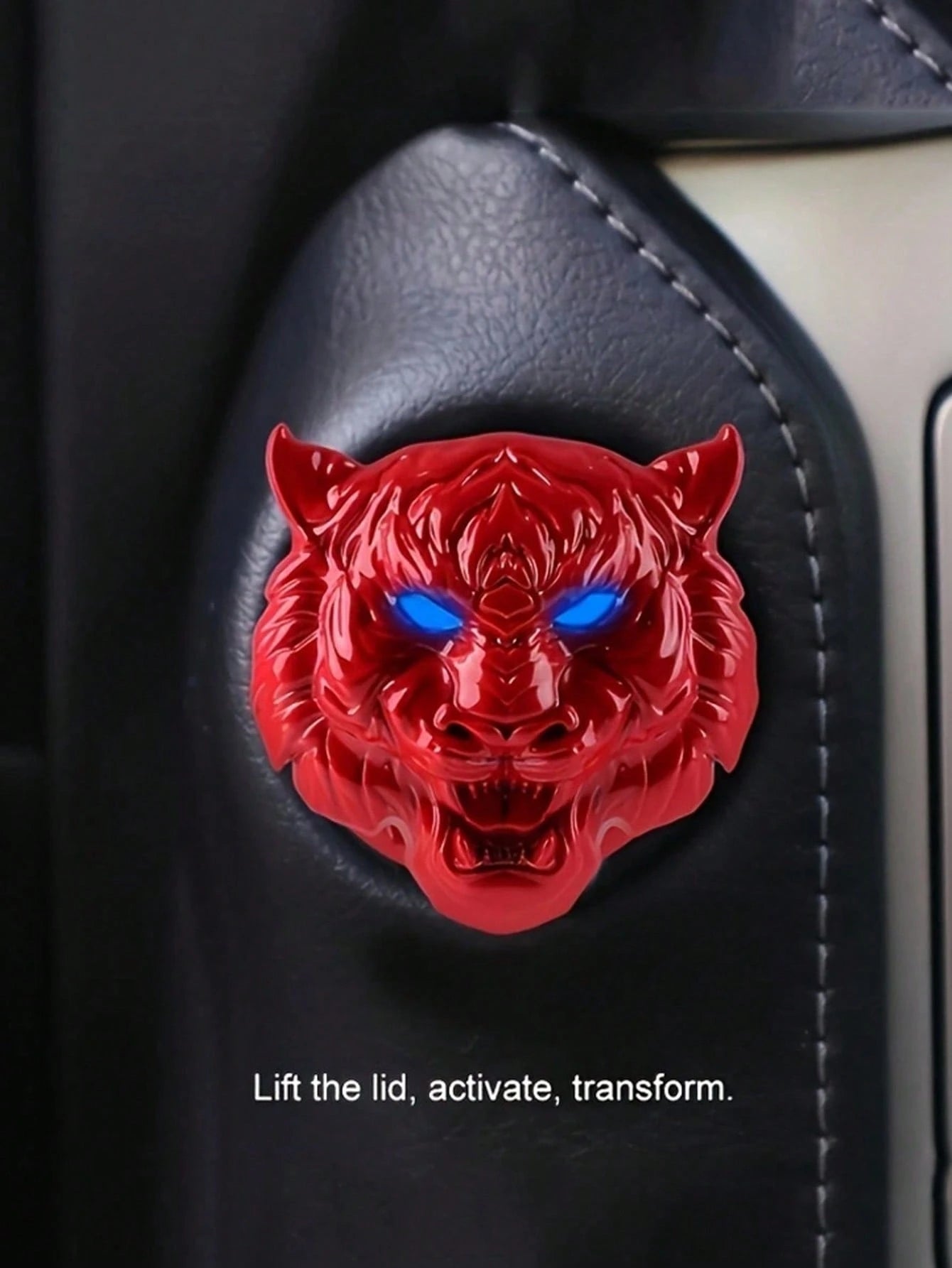 1pc Car Tiger Head One-Touch Start Protection Cover Interior Decoration Sticker Ignition Ring Switch Button Flip Cover Decoration Sticker Modification