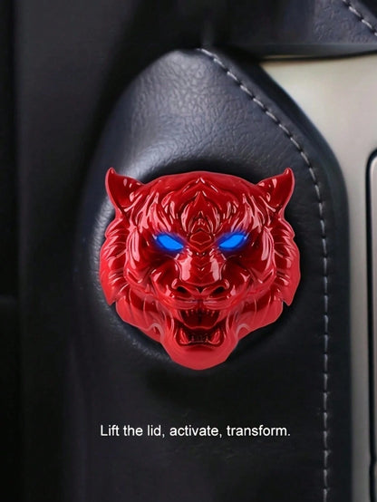 1pc Car Tiger Head One-Touch Start Protection Cover Interior Decoration Sticker Ignition Ring Switch Button Flip Cover Decoration Sticker Modification