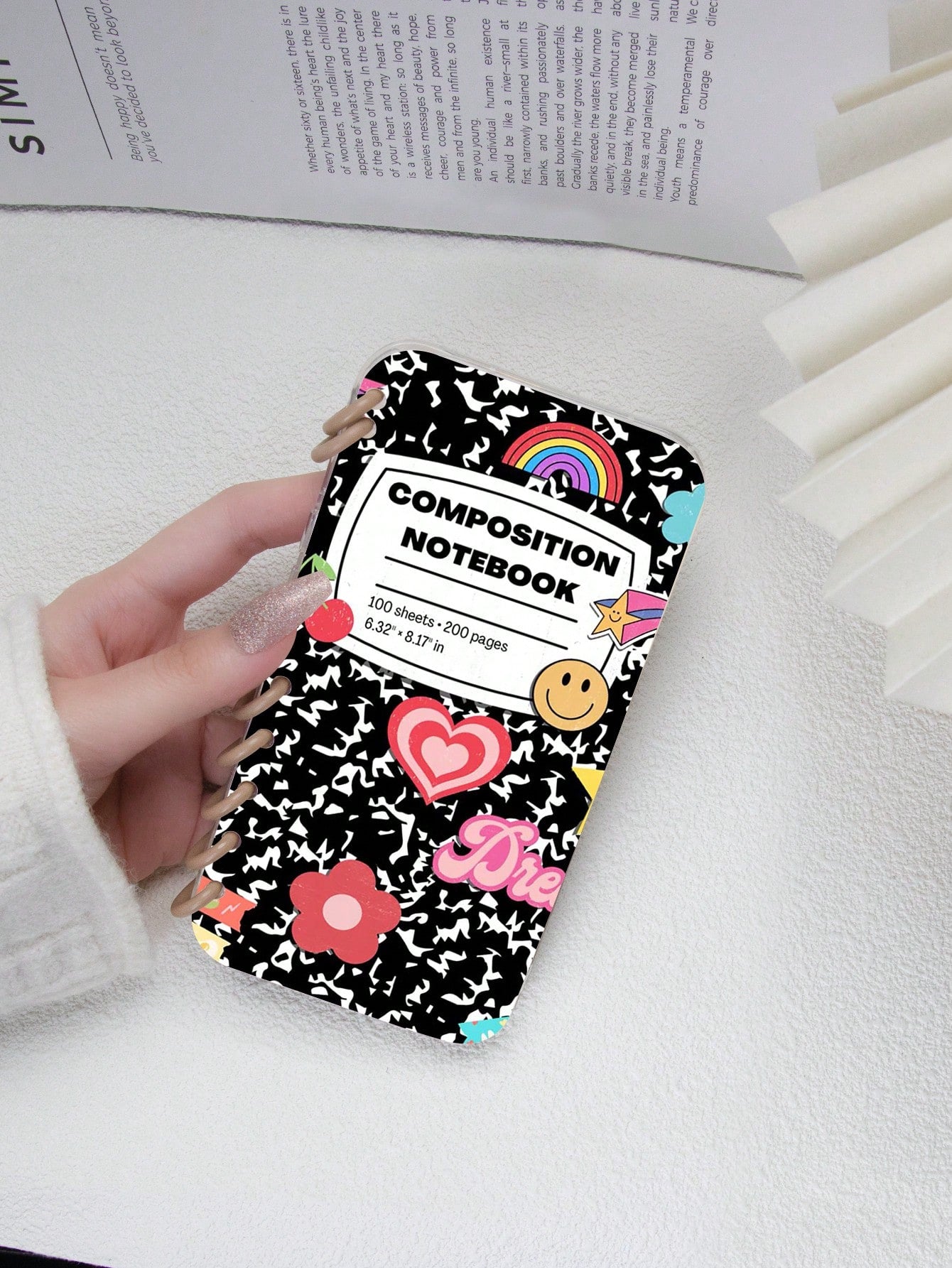 1pc Cartoon Graffiti Sticker Pattern Flip Cover Notebook Phone Case Compatible With Apple 16/16PRO/16PLUS/16PROMAX/11/11pro/11promax/12/12pro/12promax/13/13pro/13promax/14/14plus/14pro/14promax/15/15p