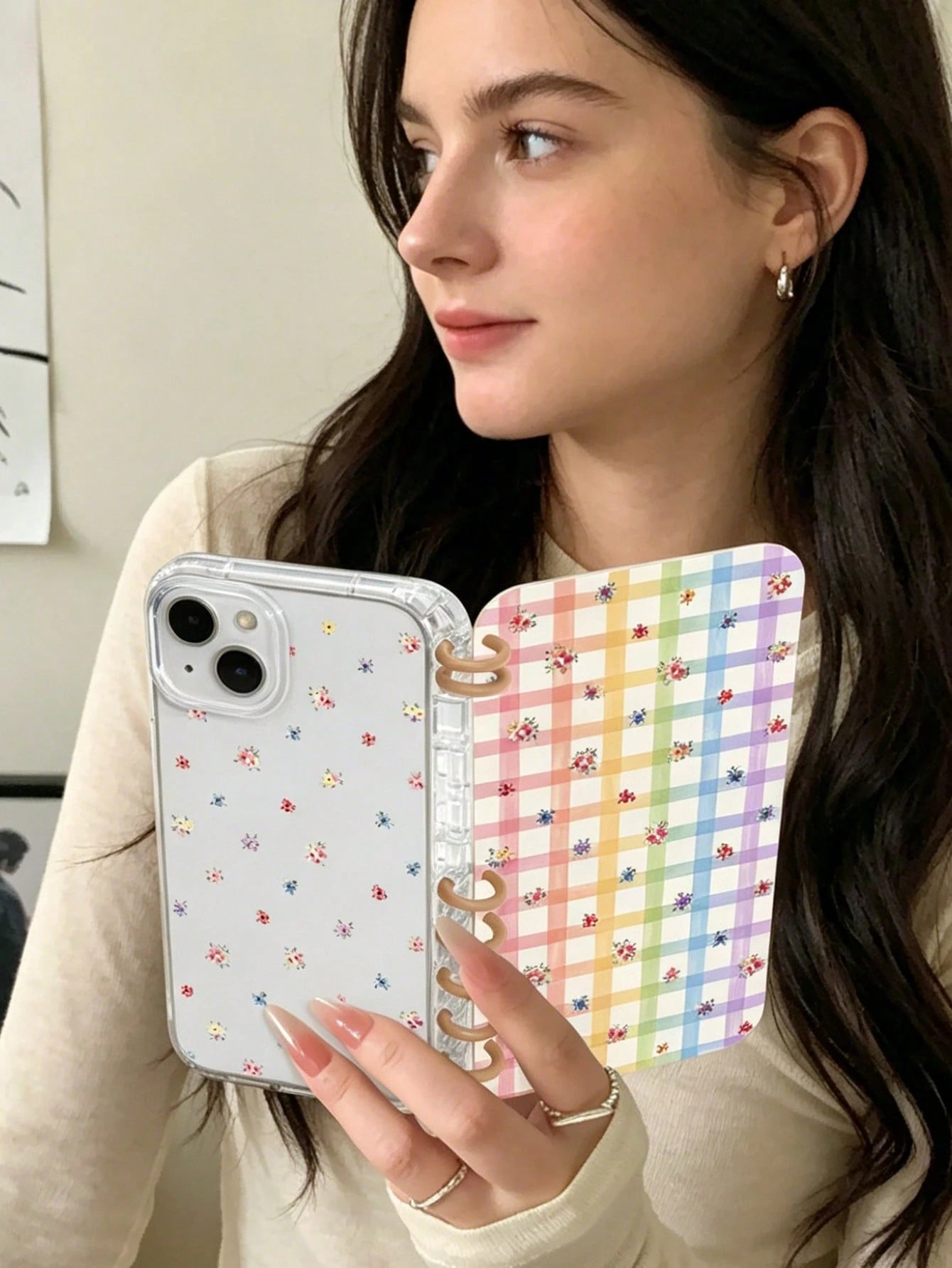 1pc Cartoon Graffiti Sticker Pattern Flip Cover Notebook Phone Case Compatible With Apple 16/16PRO/16PLUS/16PROMAX/11/11pro/11promax/12/12pro/12promax/13/13pro/13promax/14/14plus/14pro/14promax/15/15p
