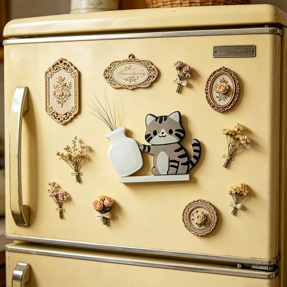 1pc Cat Whisker Hair Collector, (Self-Assembly Required, Please Refer To The Tutorial In The Link Before Assembling) Acrylic Magnetic Cat Pushing Bottle Fridge Magnet, Cat Memorial, Fun And Interestin