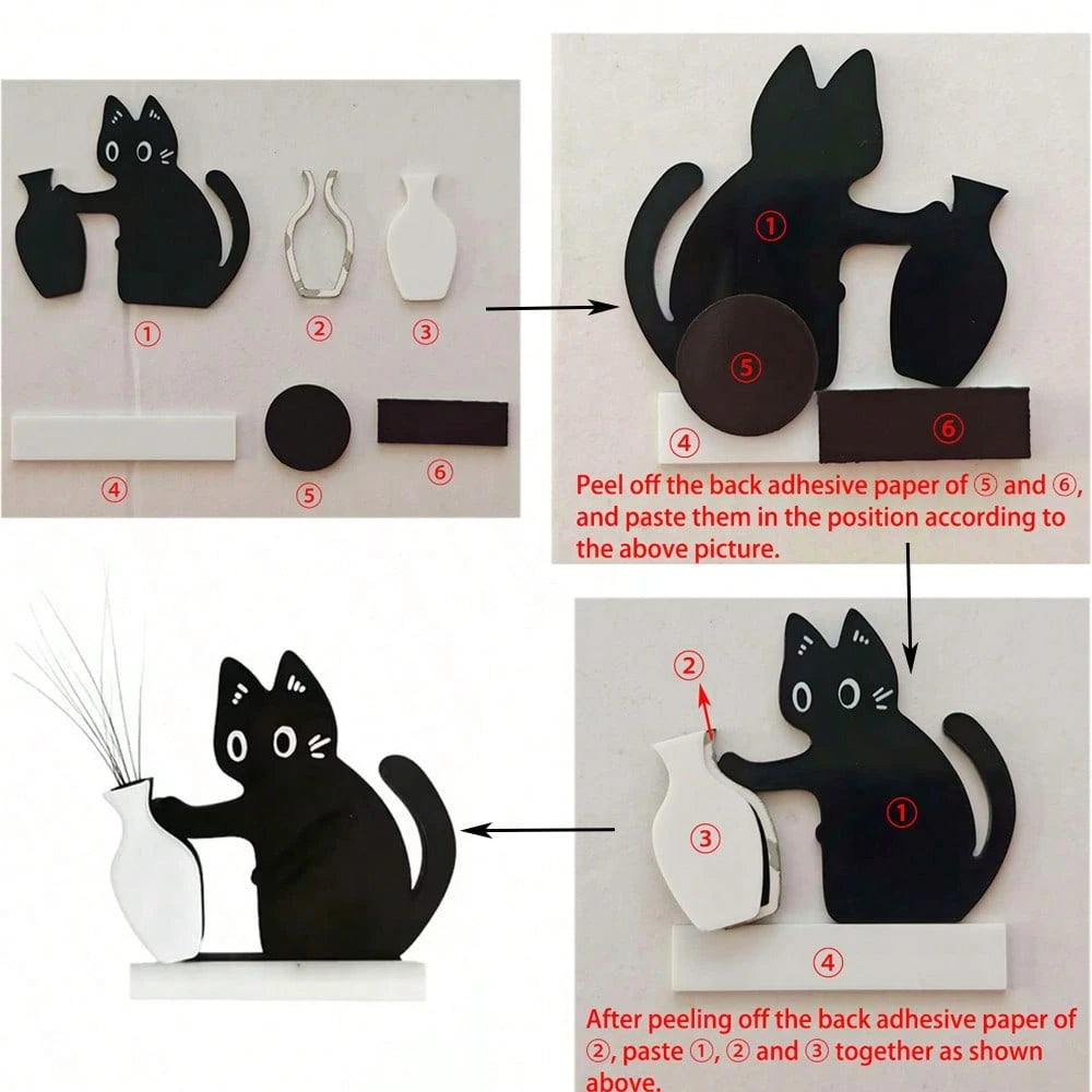 1pc Cat Whisker Hair Collector, (Self-Assembly Required, Please Refer To The Tutorial In The Link Before Assembling) Acrylic Magnetic Cat Pushing Bottle Fridge Magnet, Cat Memorial, Fun And Interestin