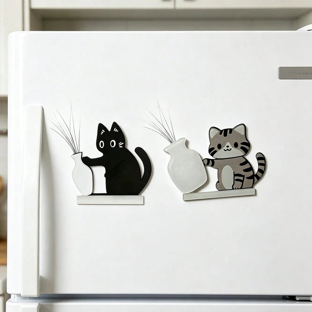 1pc Cat Whisker Hair Collector, (Self-Assembly Required, Please Refer To The Tutorial In The Link Before Assembling) Acrylic Magnetic Cat Pushing Bottle Fridge Magnet, Cat Memorial, Fun And Interestin