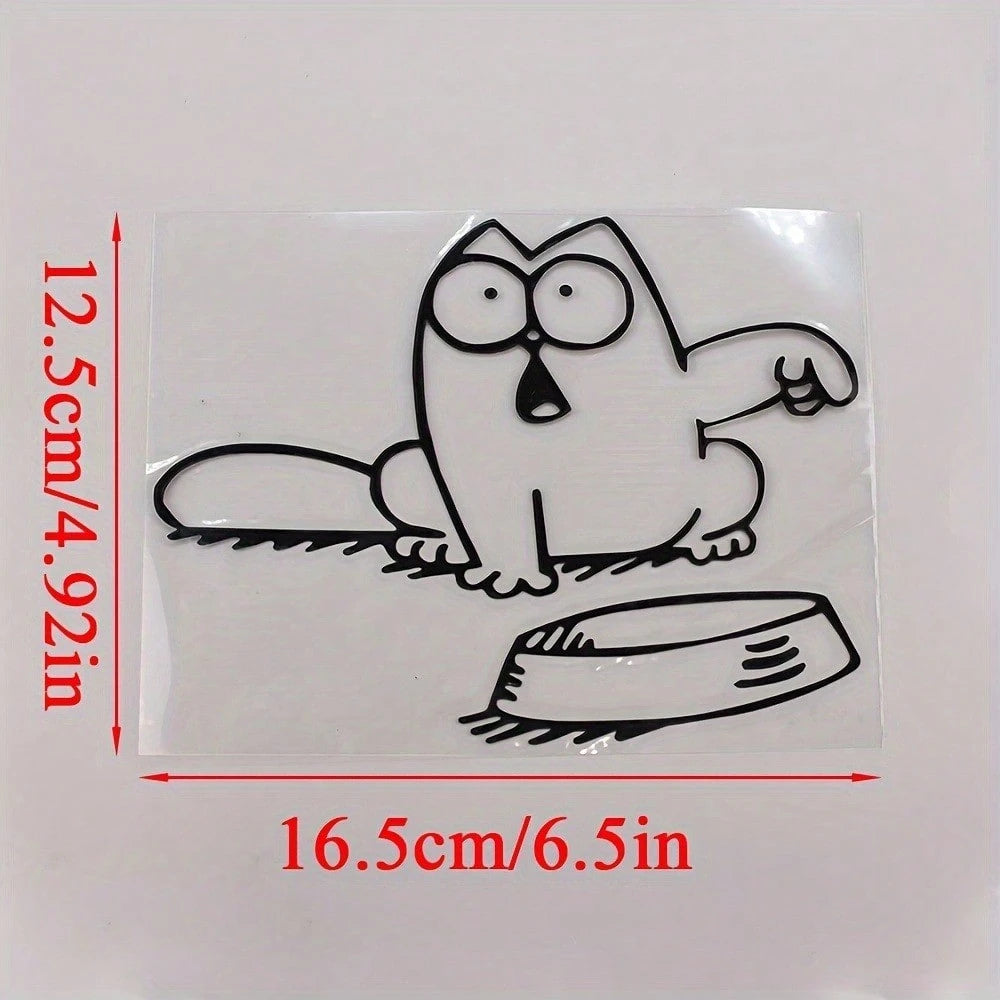 1pc Charming And Funny Cartoon Cat Oil Tank Cap Sticker- Waterproof And Easy To Apply Vinyl Car Decal, Suitable For Outdoor Use