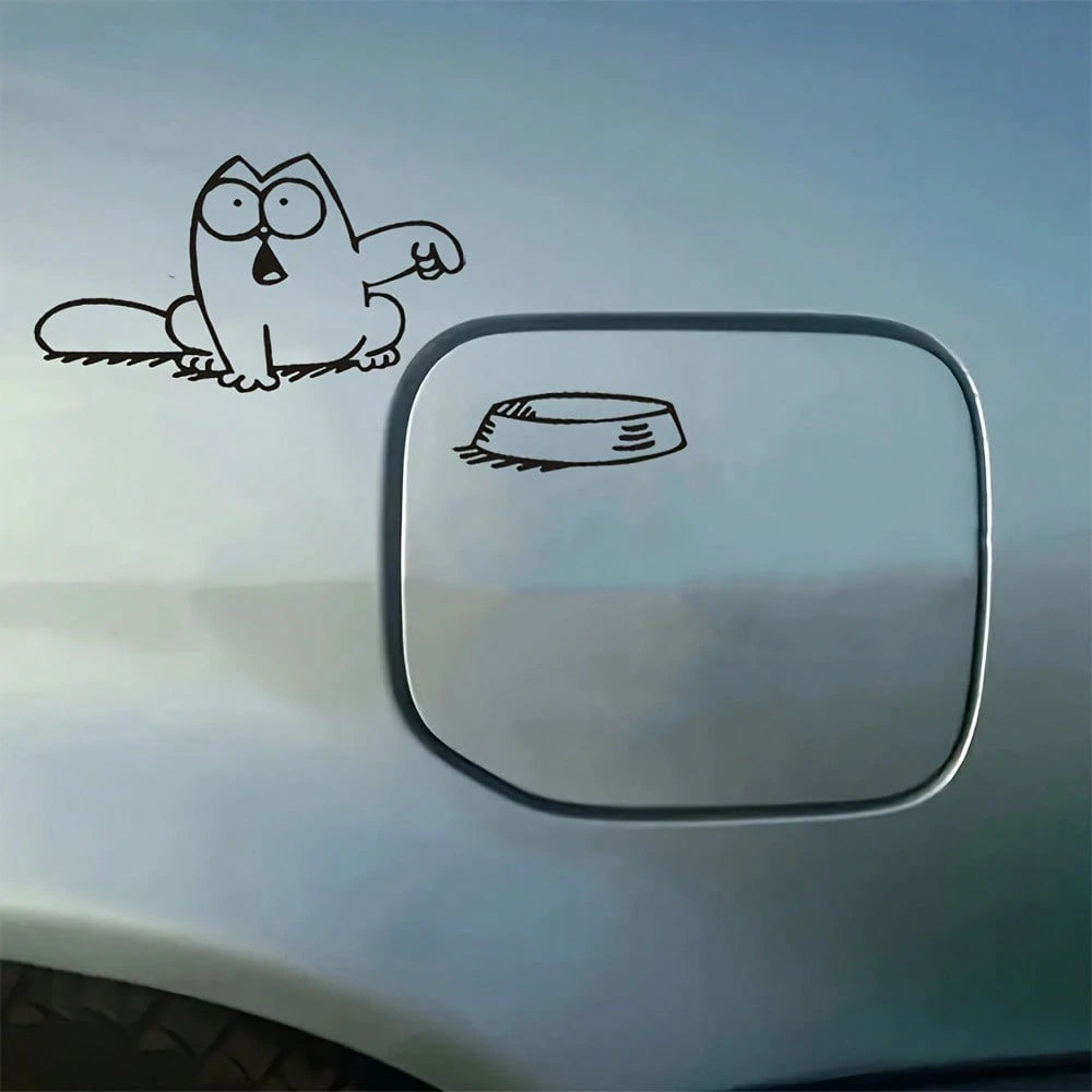 1pc Charming And Funny Cartoon Cat Oil Tank Cap Sticker- Waterproof And Easy To Apply Vinyl Car Decal, Suitable For Outdoor Use