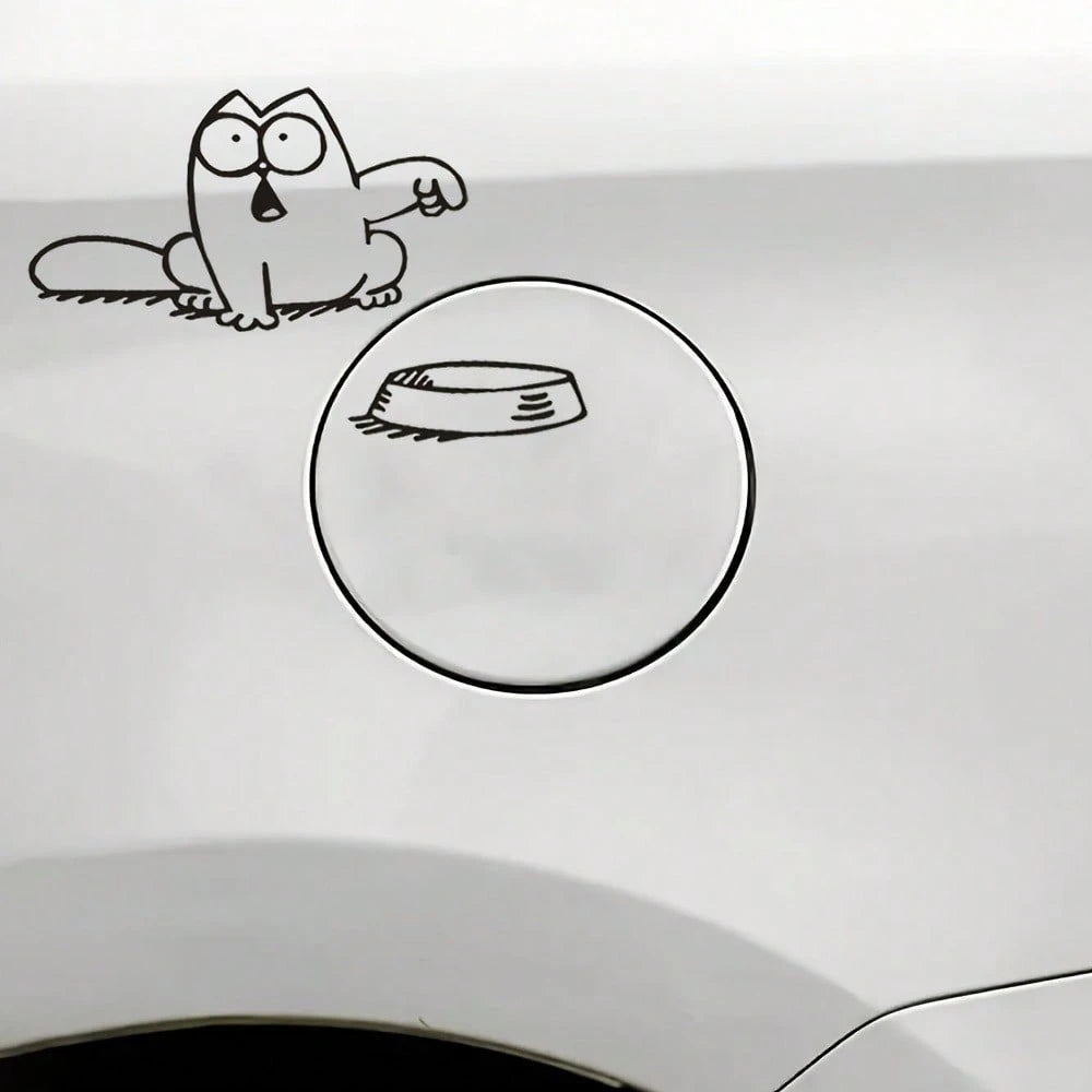 1pc Charming And Funny Cartoon Cat Oil Tank Cap Sticker- Waterproof And Easy To Apply Vinyl Car Decal, Suitable For Outdoor Use
