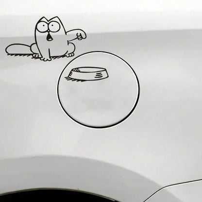 1pc Charming And Funny Cartoon Cat Oil Tank Cap Sticker- Waterproof And Easy To Apply Vinyl Car Decal, Suitable For Outdoor Use