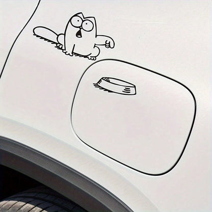 1pc Charming And Funny Cartoon Cat Oil Tank Cap Sticker- Waterproof And Easy To Apply Vinyl Car Decal, Suitable For Outdoor Use