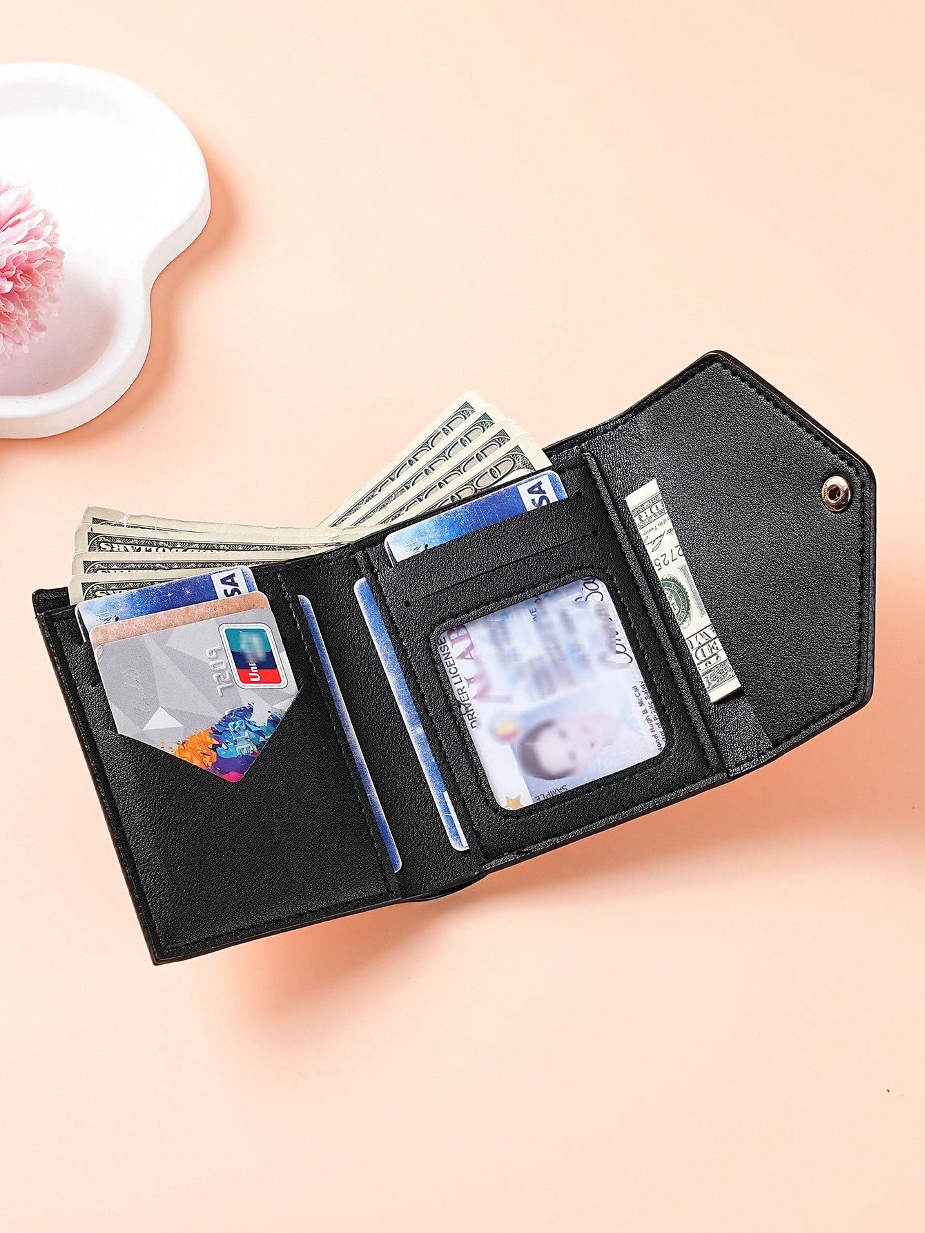 1pc Cherry Print Women's Trifold Short Wallet, Fashionable Mini Clutch Purse, Large Capacity Multi-Card Slots Credit Card Holder Coin Pouch, Suitable For Daily Use, Back To School Gift, Birthday Gift