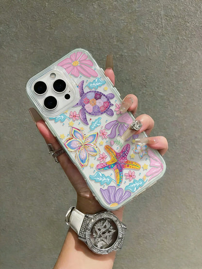 1pc Contrast Color 2-In-1 Turtle Pattern Phone Case Compatible With Apple 17/17Pro/17promax/16/16Pro/16promax/15/15Pro/15promax/14/14Pro/14promax/13/13Pro/13promax/12/11 Protective Cover