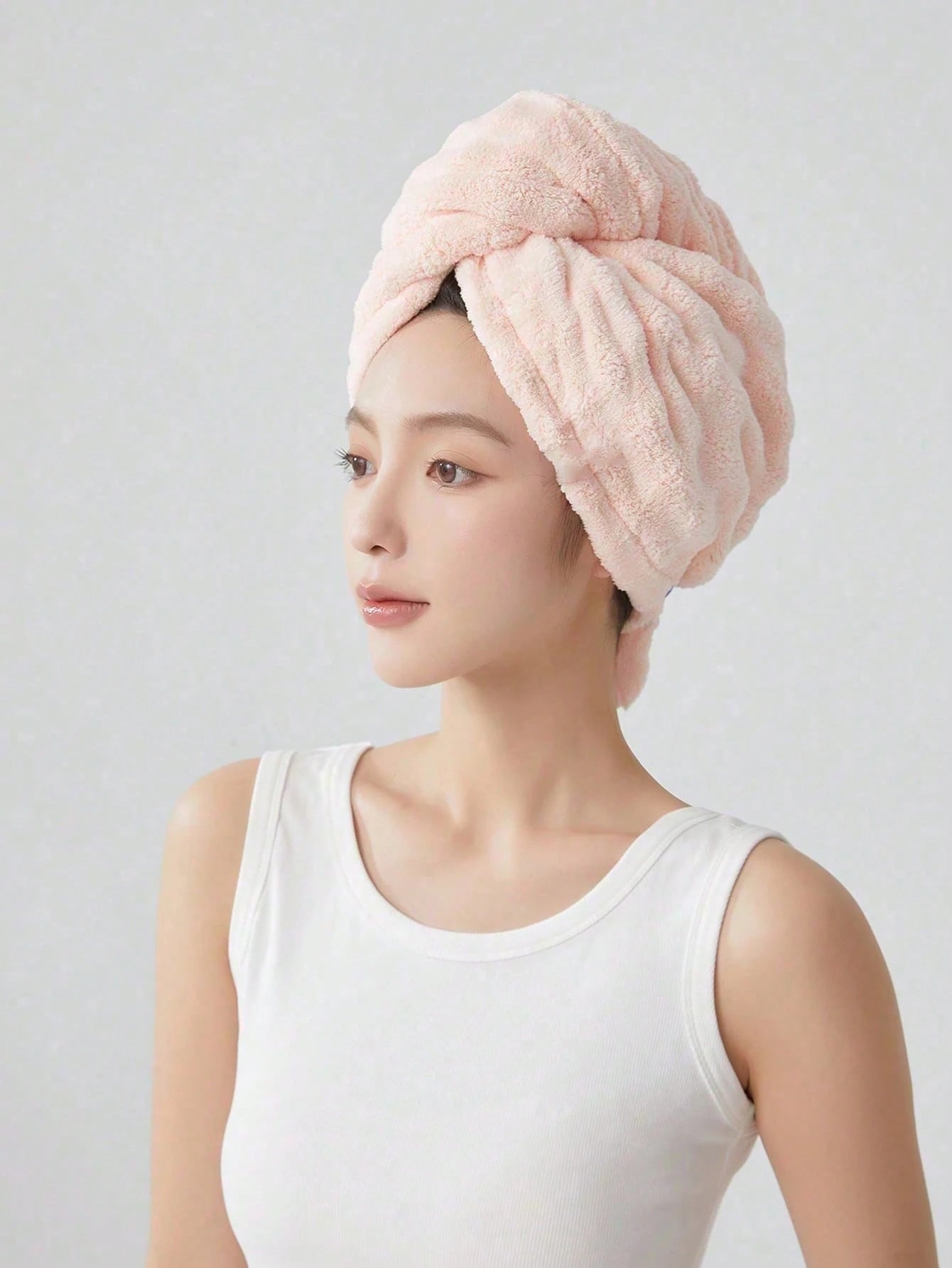 1pc Coral Fleece Extra Large Thick Super Absorbent Hair Drying Towel, Solid Color Minimalist Design, Suitable For Short & Long Hair, Home Bath Towel, Applicable For Hair Salons, Hotels, Sports Venues
