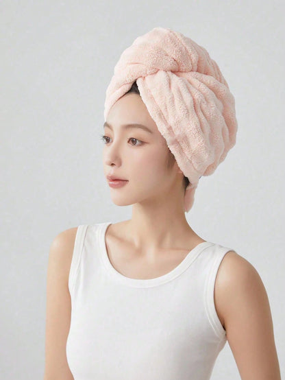 1pc Coral Fleece Extra Large Thick Super Absorbent Hair Drying Towel, Solid Color Minimalist Design, Suitable For Short & Long Hair, Home Bath Towel, Applicable For Hair Salons, Hotels, Sports Venues