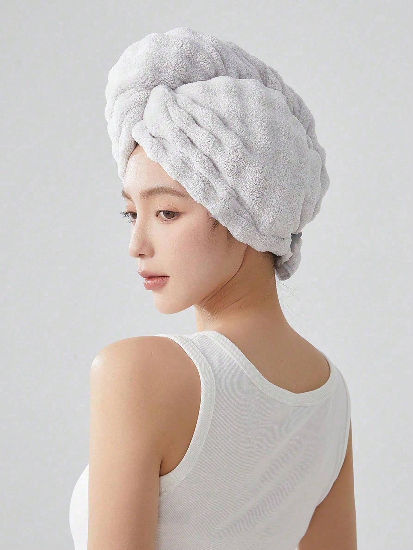 1pc Coral Fleece Extra Large Thick Super Absorbent Hair Drying Towel, Solid Color Minimalist Design, Suitable For Short & Long Hair, Home Bath Towel, Applicable For Hair Salons, Hotels, Sports Venues
