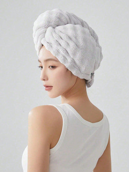 1pc Coral Fleece Extra Large Thick Super Absorbent Hair Drying Towel, Solid Color Minimalist Design, Suitable For Short & Long Hair, Home Bath Towel, Applicable For Hair Salons, Hotels, Sports Venues