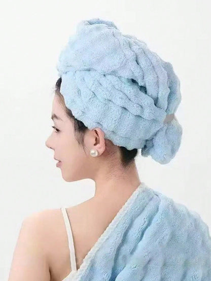 1pc Coral Fleece Extra Large Thick Super Absorbent Hair Drying Towel, Solid Color Minimalist Design, Suitable For Short & Long Hair, Home Bath Towel, Applicable For Hair Salons, Hotels, Sports Venues
