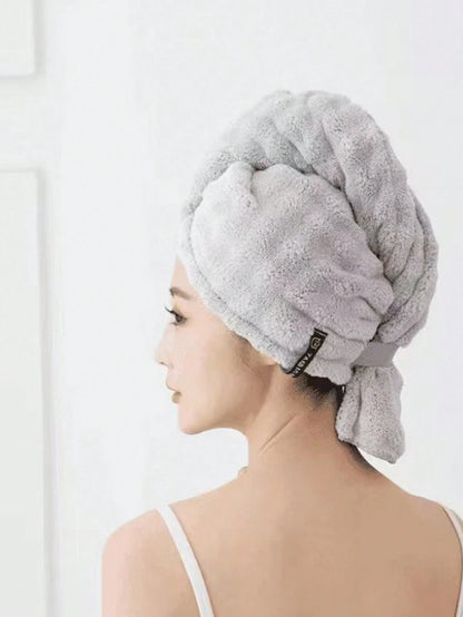 1pc Coral Fleece Extra Large Thick Super Absorbent Hair Drying Towel, Solid Color Minimalist Design, Suitable For Short & Long Hair, Home Bath Towel, Applicable For Hair Salons, Hotels, Sports Venues