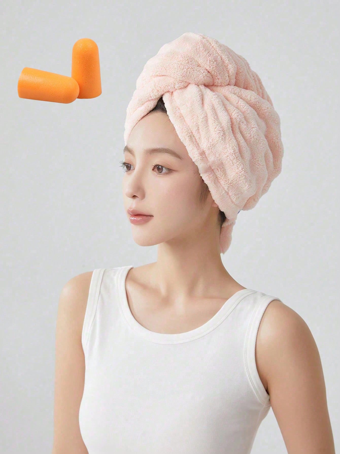 1pc Coral Fleece Extra Large Thick Super Absorbent Hair Drying Towel, Solid Color Minimalist Design, Suitable For Short & Long Hair, Home Bath Towel, Applicable For Hair Salons, Hotels, Sports Venues