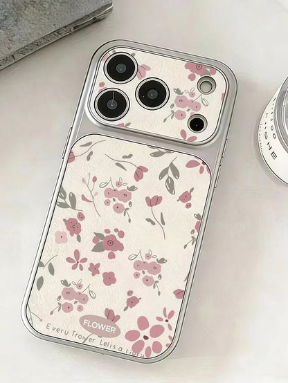 1pc Corning Coated Spray Painted Metallic Paint Lens Differentiated Large Window Full Coverage Soft Phone Case With Ditsy Floral Pattern Compatible With IPhone 7/8/11/X/12/13/14/15/16/17 Series, A14/A