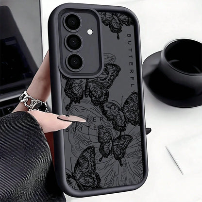 1pc Creative Flying Black Butterfly Full Body Shockproof Phone Case, Thick Anti-Slip Protective Cover Compatible With, Honor,, Galaxy, 17 Pro Max Case