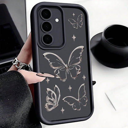 1pc Creative Flying Black Butterfly Full Body Shockproof Phone Case, Thick Anti-Slip Protective Cover Compatible With, Honor,, Galaxy, 17 Pro Max Case