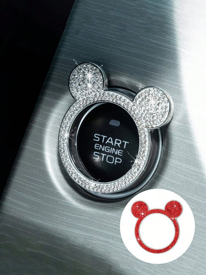 1pc Crystal Bling Car Engine Start Button Decorative Sticker