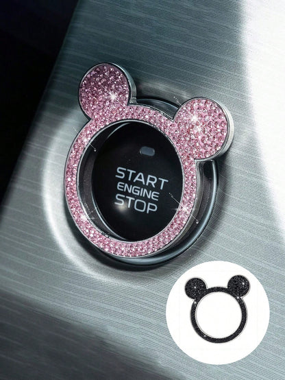 1pc Crystal Bling Car Engine Start Button Decorative Sticker