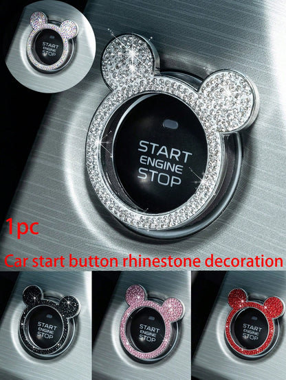 1pc Crystal Bling Car Engine Start Button Decorative Sticker