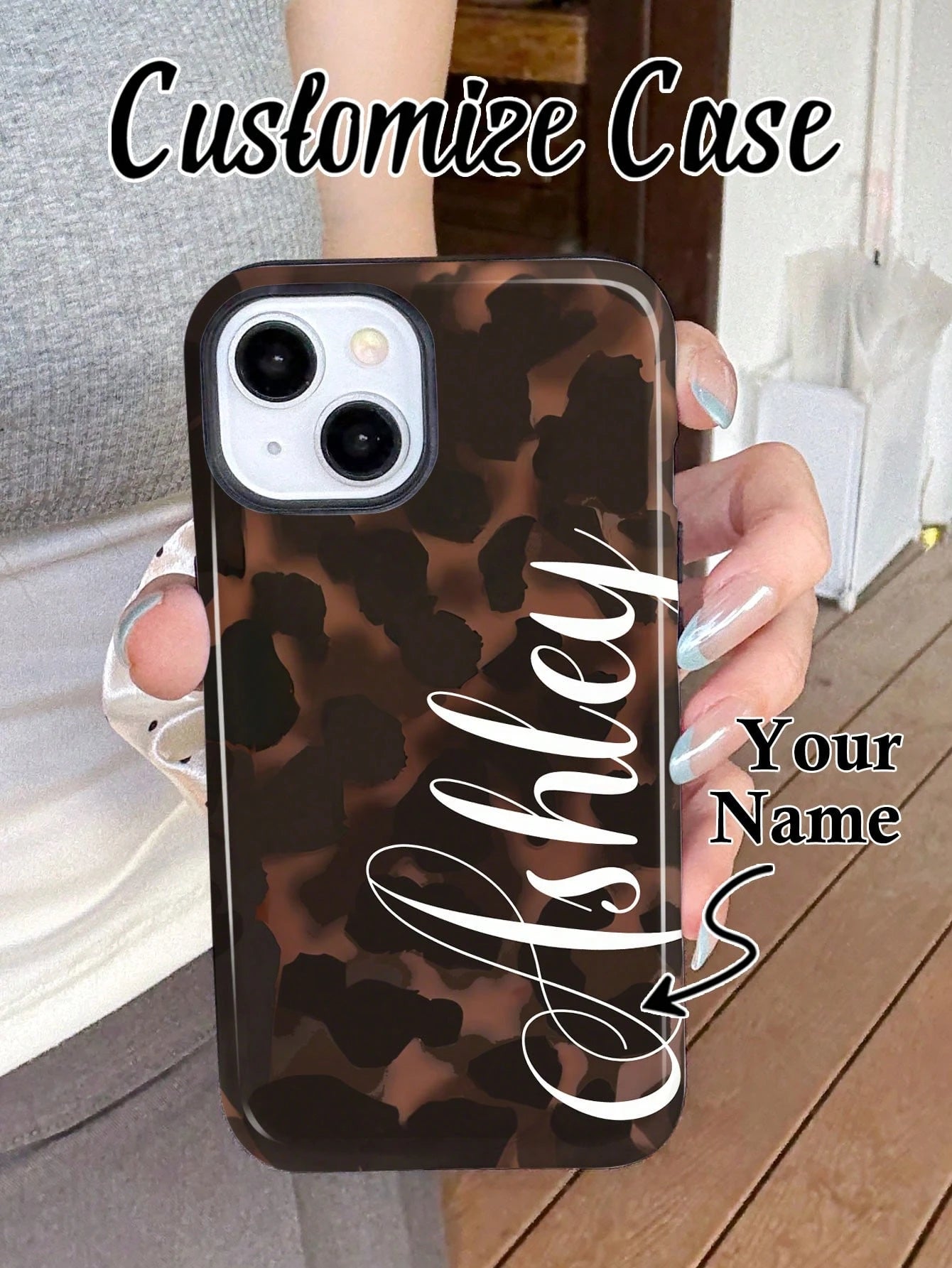 1pc Custom Leopard Print & Letter Color 2-In-1 Glossy Protective Hard Phone Case Cover Compatible With 11/12/13/14/15/16/17 Pro Max, International Version Mobile Phone Protector Accessories, Zebra Pri