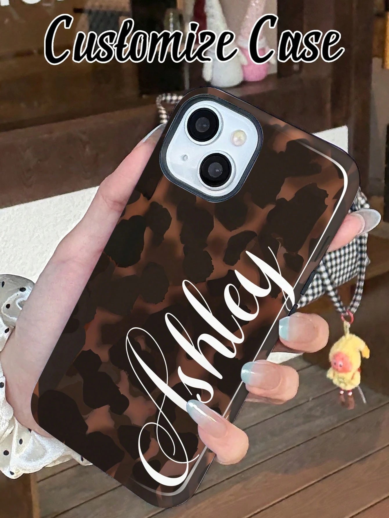 1pc Custom Leopard Print & Letter Color 2-In-1 Glossy Protective Hard Phone Case Cover Compatible With 11/12/13/14/15/16/17 Pro Max, International Version Mobile Phone Protector Accessories, Zebra Pri