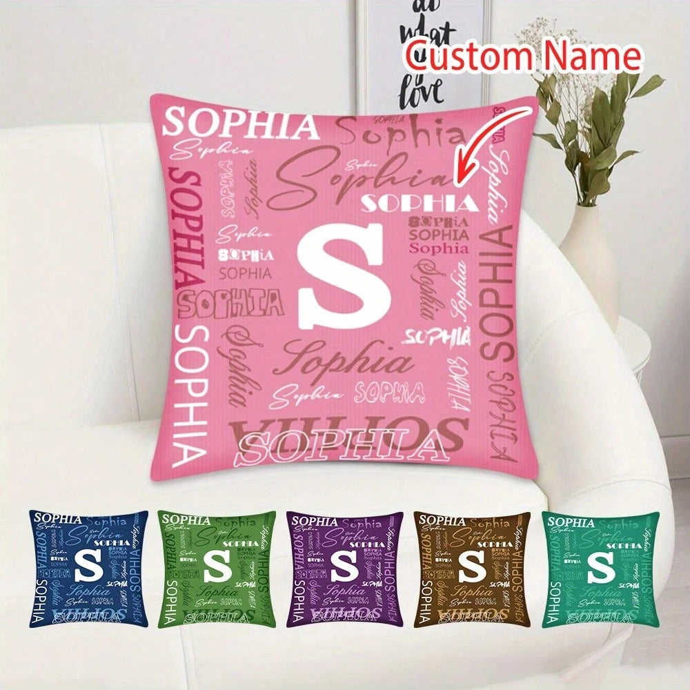 1pc Custom Name Nd Initials Pillow Cover- Perfect For Decorating Your Home, Office, Sofa, Bed Stylish Modern Design Suitable For Different Types Of Rooms Birthdays, Valentine's Day, Christmas, New