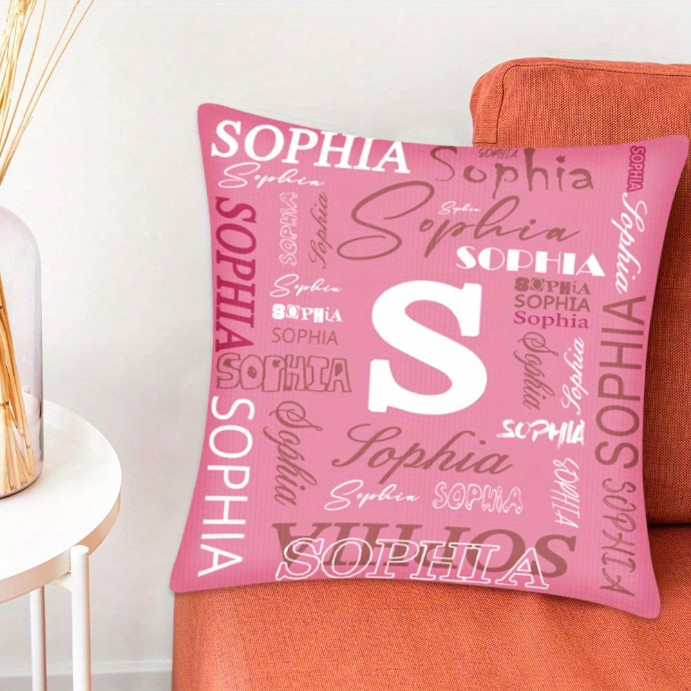 1pc Custom Name Nd Initials Pillow Cover- Perfect For Decorating Your Home, Office, Sofa, Bed Stylish Modern Design Suitable For Different Types Of Rooms Birthdays, Valentine's Day, Christmas, New