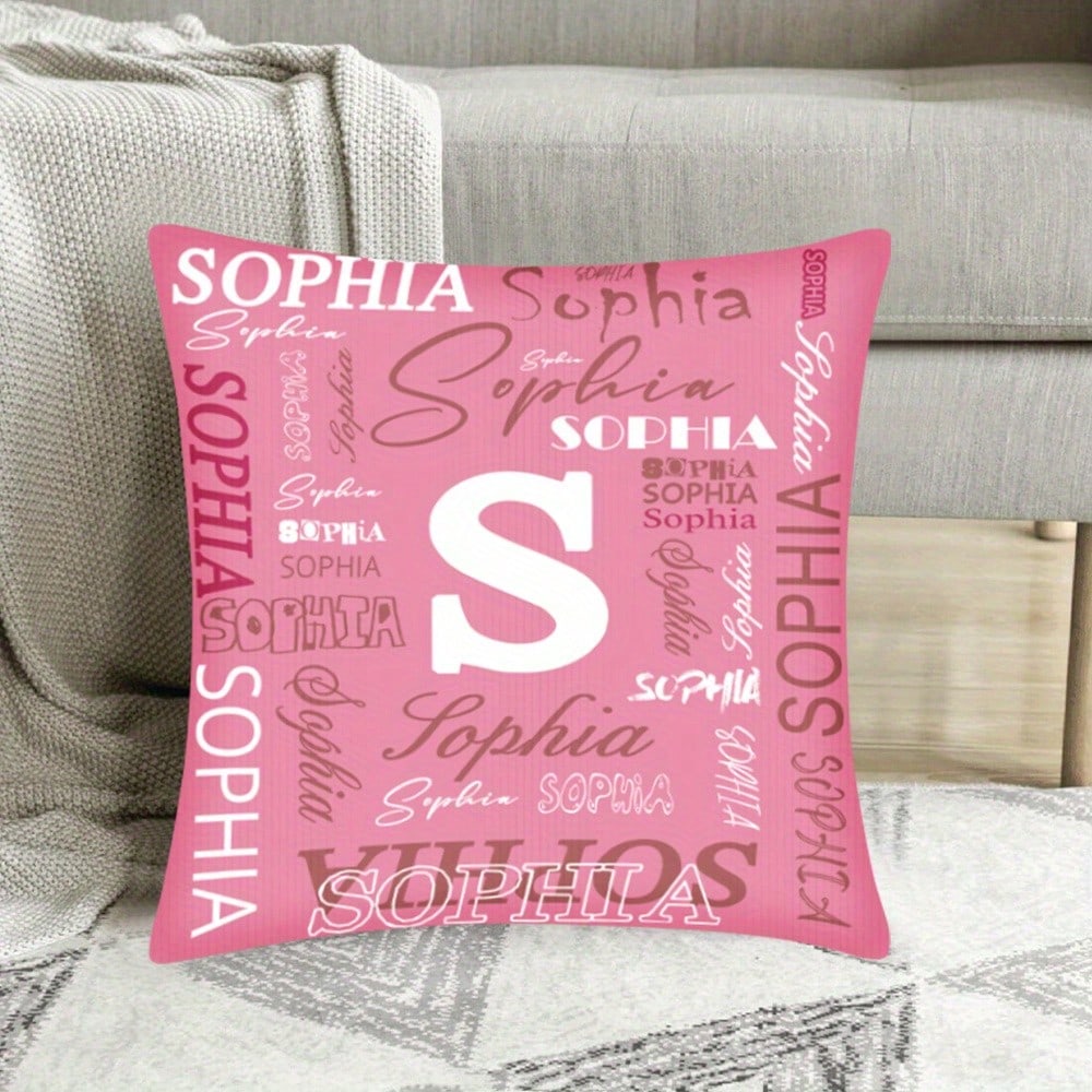1pc Custom Name Nd Initials Pillow Cover- Perfect For Decorating Your Home, Office, Sofa, Bed Stylish Modern Design Suitable For Different Types Of Rooms Birthdays, Valentine's Day, Christmas, New